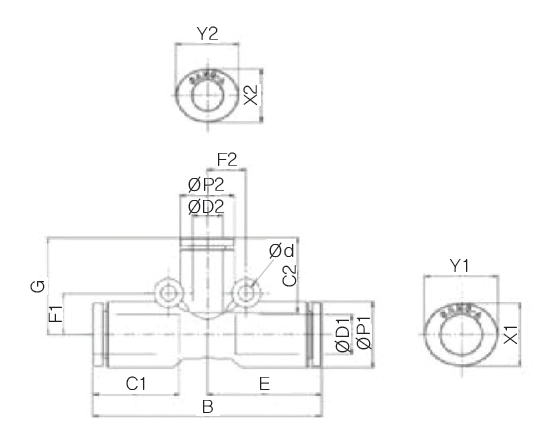 DIFFERENT DIA OF UNION TEE FITTING 8MM 4MM-2